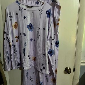 Floral Pajama Set in Purple and Blue